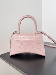 高仿balenciaga巴黎世家 HOURGLASS 鱷魚紋壓紋手提包沙漏包冰粉