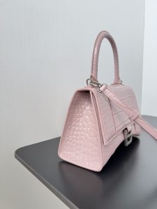 高仿balenciaga巴黎世家 HOURGLASS 鱷魚紋壓紋手提包沙漏包冰粉