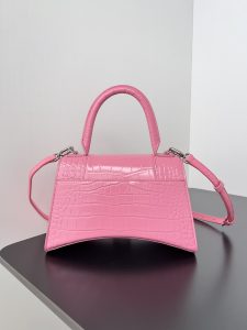 原單balenciaga巴黎世家 HOURGLASS 鱷魚紋壓紋手提包沙漏包粉色
