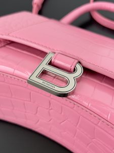 原單balenciaga巴黎世家 HOURGLASS 鱷魚紋壓紋手提包沙漏包粉色