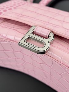 高仿balenciaga巴黎世家 HOURGLASS 鱷魚紋壓紋手提包沙漏包 巴黎粉