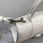 原單balenciaga巴黎世家 HOURGLASS 加小號鱷魚紋壓紋手提包沙漏包 白色銀扣