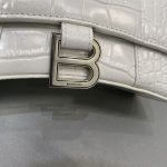 原單balenciaga巴黎世家 HOURGLASS 加小號鱷魚紋壓紋手提包沙漏包 白色銀扣