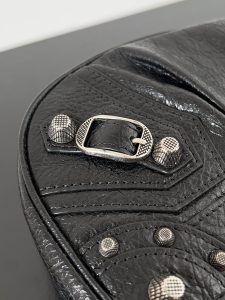 1比1高仿balenciaga巴黎世家 Le Cagole加小號黑色細紋羊皮革單肩包