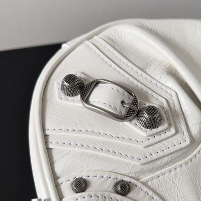 専櫃複刻balenciaga巴黎世家 Le Cagole加小號白色細紋羊皮革單肩包
