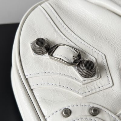 専櫃複刻balenciaga巴黎世家 Le Cagole小號白色細紋羊皮革單肩包