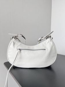 専櫃複刻balenciaga巴黎世家 Le Cagole小號白色細紋羊皮革單肩包