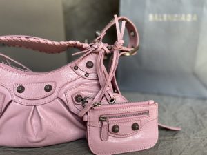 高仿BALENCIAGA巴黎世家 LE CAGOLE單肩包 加小號油蠟櫻花粉