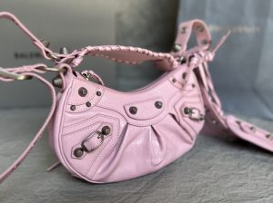 高仿BALENCIAGA巴黎世家 LE CAGOLE單肩包 加小號油蠟櫻花粉