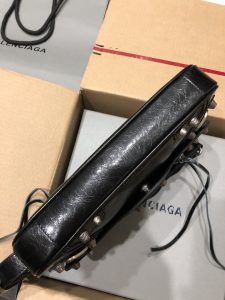 専櫃複刻BALENCIAGA巴黎世家 Le Cagole黑色細紋牛皮革大號單肩包