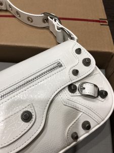 専櫃複刻BALENCIAGA巴黎世家 Le Cagole白色細紋牛皮革大號單肩包