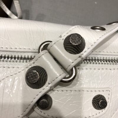 専櫃複刻BALENCIAGA巴黎世家 Le Cagole白色細紋牛皮革大號單肩包