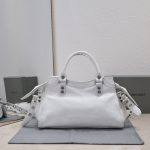 複刻高仿BALENCIAGA巴黎世家 Neo Cagole 細紋牛皮革手提包 中號白色