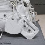 複刻高仿BALENCIAGA巴黎世家 Neo Cagole 細紋牛皮革手提包 中號白色