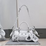 複刻高仿BALENCIAGA巴黎世家 Neo Cagole 細紋牛皮革手提包 中號白色