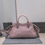 複刻高仿BALENCIAGA巴黎世家 Neo Cagole 細紋牛皮革手提包 中號淺紫