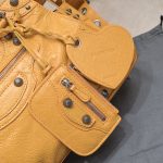 複刻高仿BALENCIAGA巴黎世家 Neo Cagole 細紋牛皮革手提包 中號橙色