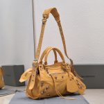 複刻高仿BALENCIAGA巴黎世家 Neo Cagole 細紋牛皮革手提包 中號橙色