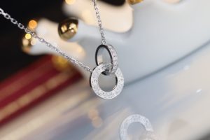 頂級A貨卡地亞經典love滿磚大餅雙環項鏈