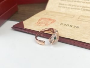 一比一卡地亞豹子頭高仿磚石戒指 貴族標配