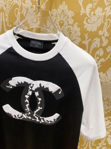頂級復刻奢侈品元旦香奈兒春米娜彈力男女同款短袖印花T恤修身款