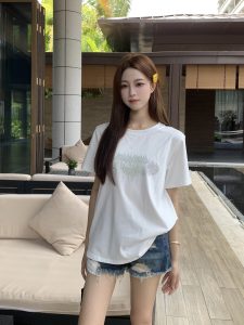 頂級原單香奈兒圓領T恤純棉修身微寬鬆短袖白色