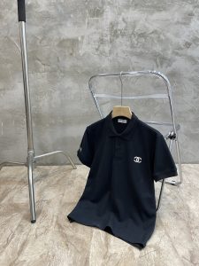 情侶款高仿香奈兒刺繡logoPolo衫短袖T恤