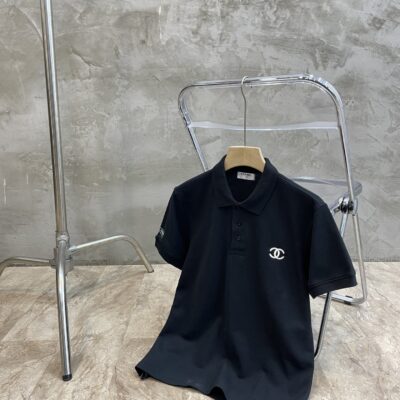 情侶款高仿香奈兒刺繡logoPolo衫短袖T恤