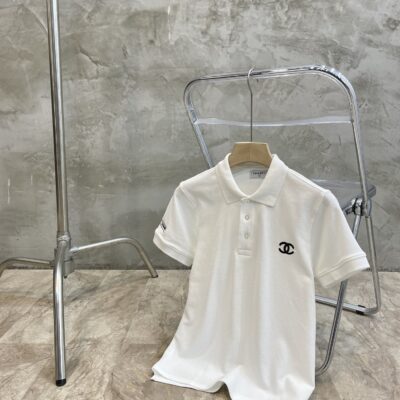 情侶款高仿香奈兒刺繡logoPolo衫短袖T恤