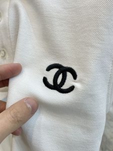 情侶款高仿香奈兒刺繡logoPolo衫短袖T恤
