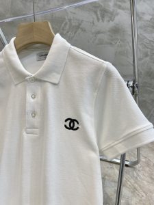 情侶款高仿香奈兒刺繡logoPolo衫短袖T恤