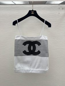 一比一復刻奢侈品香奈兒春夏新品雙C網紗logo短袖T恤 吊帶女款 情感感激感滿滿