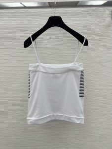 一比一復刻奢侈品香奈兒春夏新品雙C網紗logo短袖T恤 吊帶女款 情感感激感滿滿