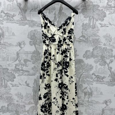 春夏系列女款連衣裙 全棉材質 DIOR印花吊帶連衣裙