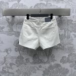 印花毛邊女款高仿DIOR牛仔短褲女款牛仔白色褲子
