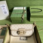 735178Gucci一比一復刻原單肩背包卡其色Horsebit 1955系列