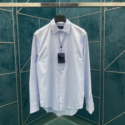 頂級高仿路易威登棉質提花LVComposition 圖案襯衣