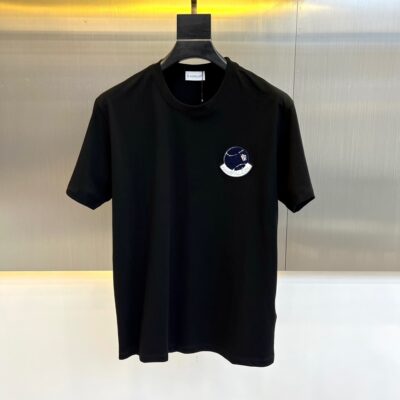 頂級高仿蒙口春夏男士立體logo刺繡圓領短袖T恤衫
