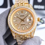 三珠鋼帶的 五珠鋼帶頂級高仿勞力士ROLEX金色晚報8215機芯