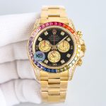 飛越彩虹之巔---勞力士彩虹圈迪通拿鉑金眼 Cal.7750機械計時高仿勞力士手錶