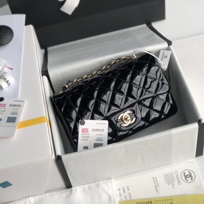 CHANEL CF系列高仿漆皮包包Classics bags單肩包斜挎包女款黑色真皮