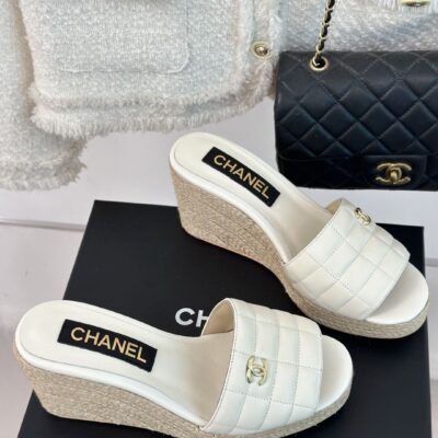 意大利專櫃同步進口牛皮打底CHANEL香奈我網紗懶人拖鞋