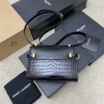 高仿YSL聖羅蘭包包 Manhattan BOX SAINT LAURENT mini 黑鱷/金