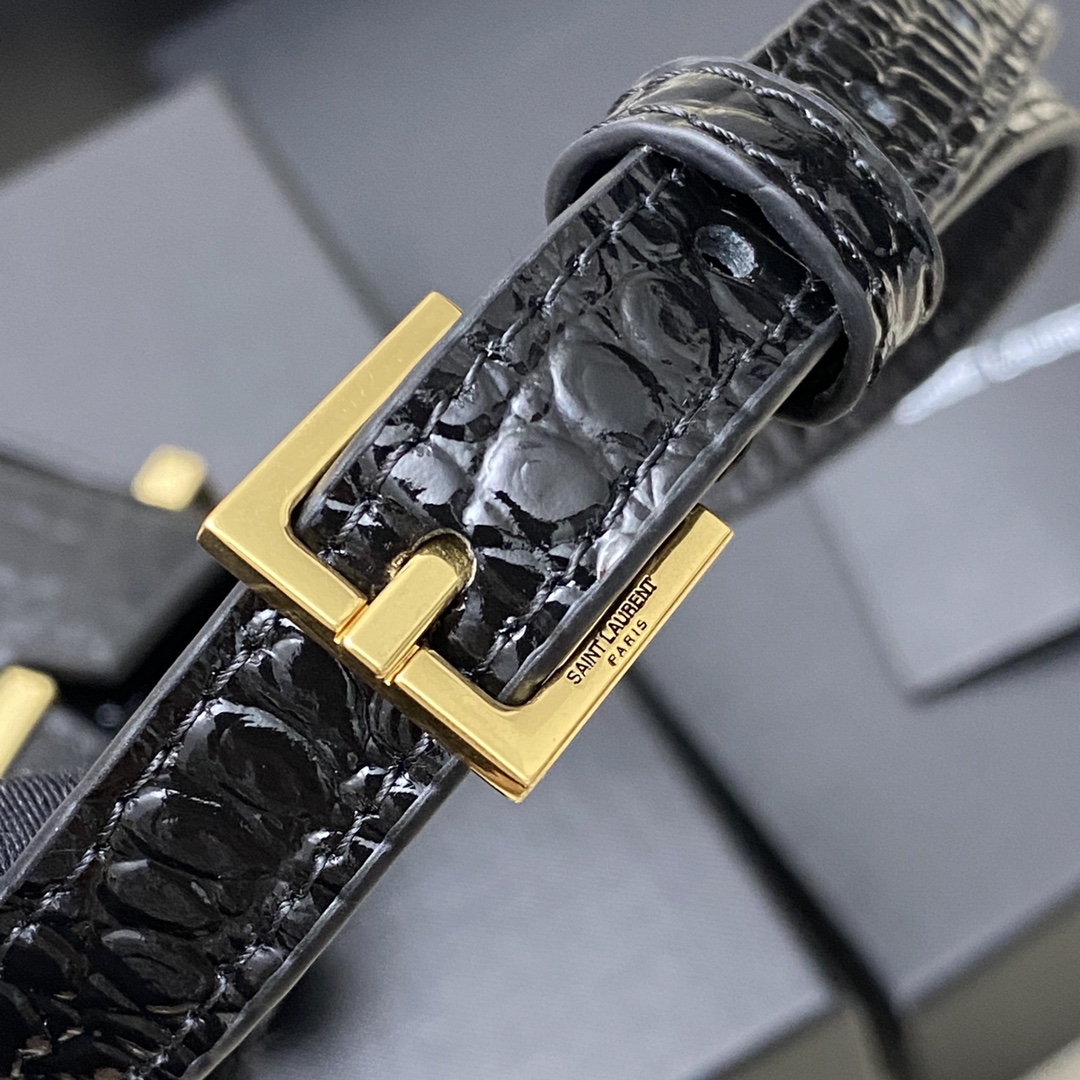 高仿YSL聖羅蘭包包 Manhattan BOX SAINT LAURENT mini 黑鱷/金