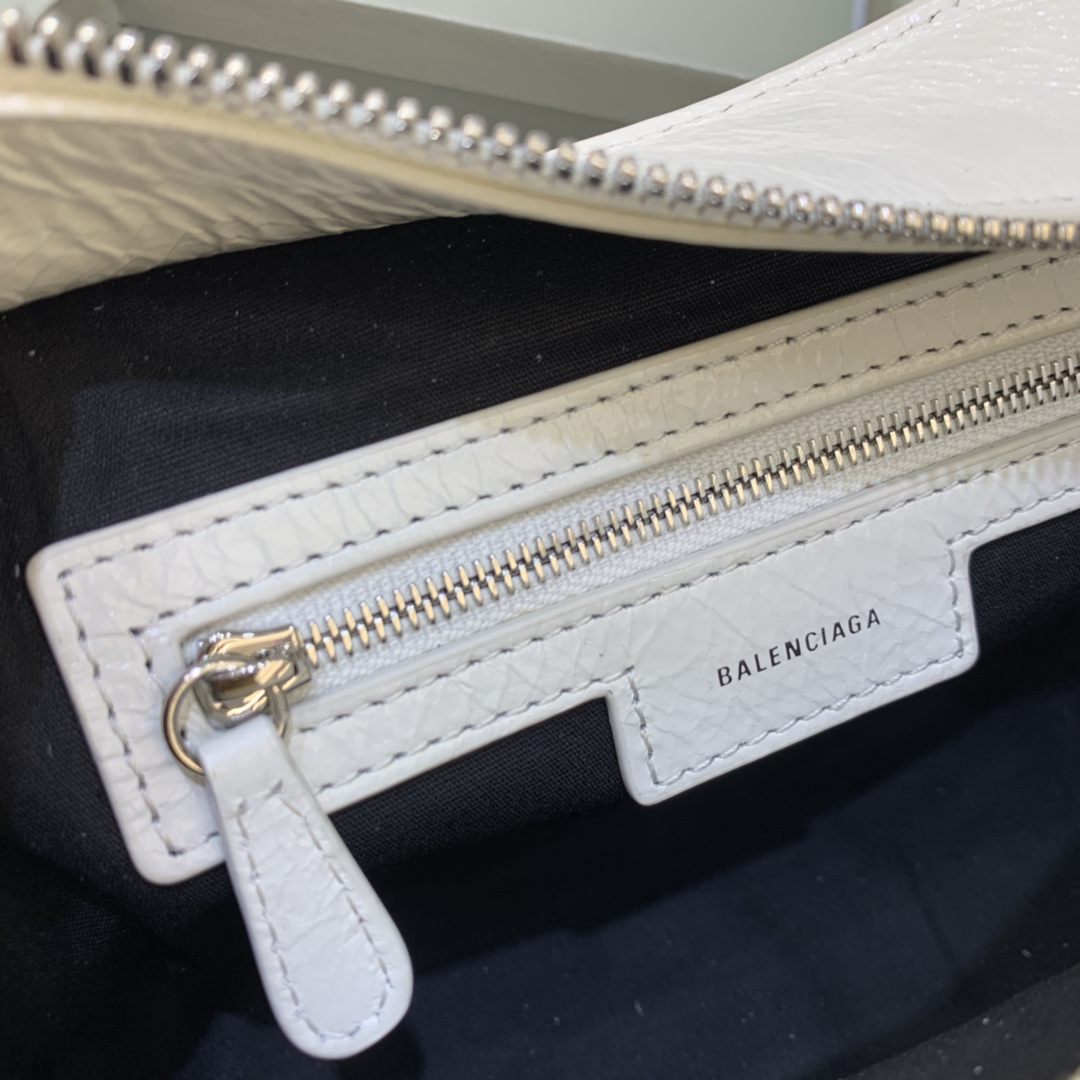 1比1原單BALENCIAGA巴黎世家包包 Neo cagole機車包 油蠟白帶鑽