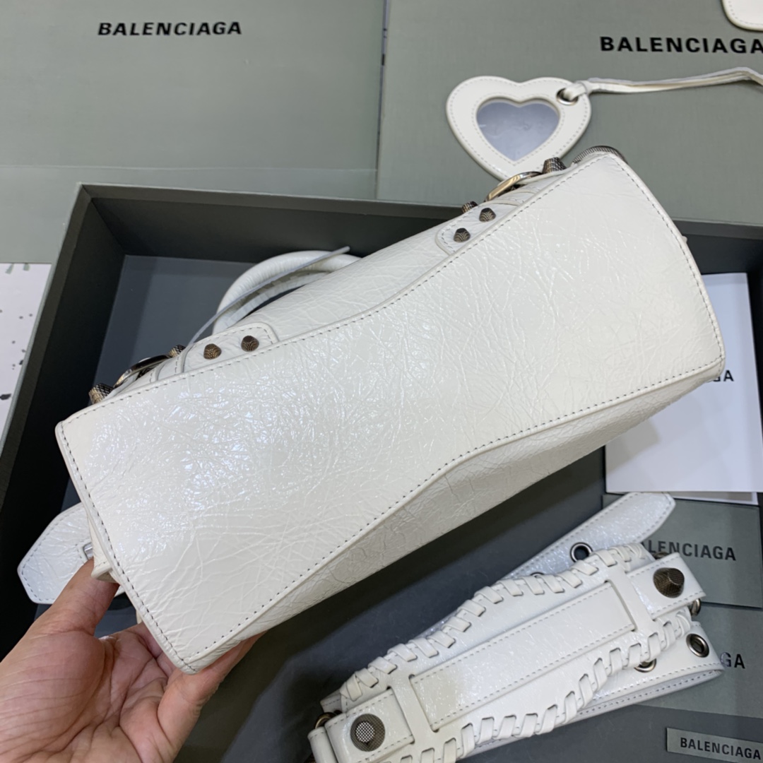1比1原單BALENCIAGA巴黎世家包包 Neo cagole機車包 油蠟白銀扣