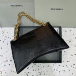 高仿奢侈品BALENCIAGA巴黎世家包包 crush最香沙漏鏈條包 大號爆裂黑色