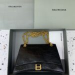 高仿奢侈品BALENCIAGA巴黎世家包包 crush最香沙漏鏈條包 中號爆裂黑色
