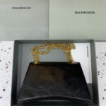 高仿奢侈品BALENCIAGA巴黎世家包包 crush最香沙漏鏈條包 中號爆裂黑色
