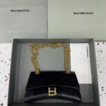 高仿奢侈品BALENCIAGA巴黎世家包包 crush最香沙漏鏈條包 小號爆裂黑色